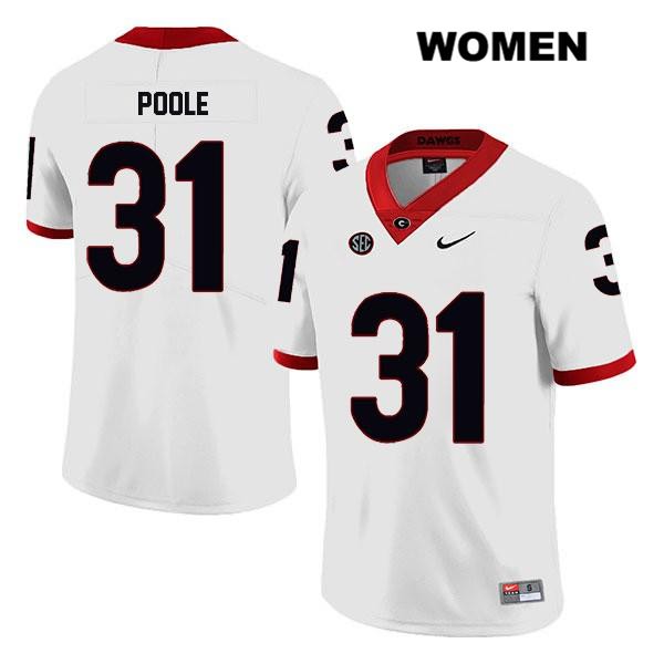 Georgia Bulldogs Women's William Poole #31 NCAA Legend Authentic White Nike Stitched College Football Jersey ZME8456XI